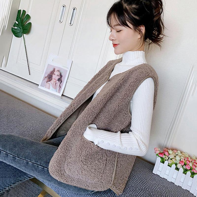Faux Lamb Velvet Vest Women's Wild Loose Women's Waistcoat Outer Wear Vest Vest Jacket Comfortable and Warm