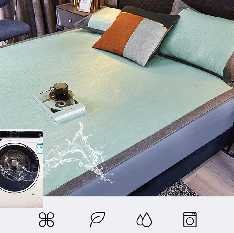 Three-piece Summer Skin-friendly Ice Silk Bed Sheet Mat Washable Non-slip Bedding Protection Cover