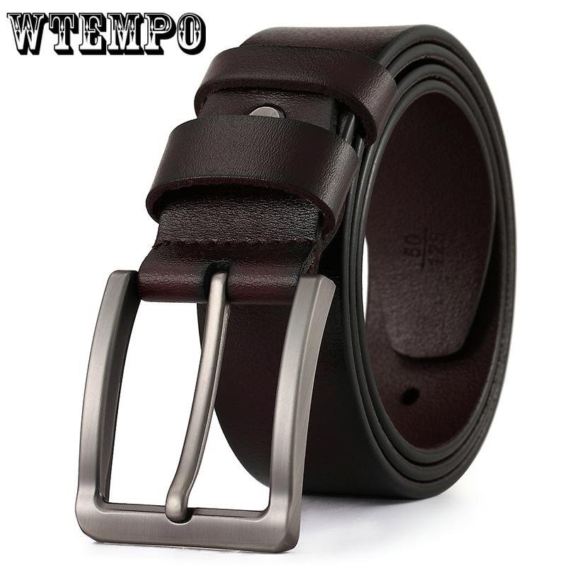 Leather Pin Buckle Belt Men's Metal Pin Buckle Waist Belt Genuine Leather Waistband