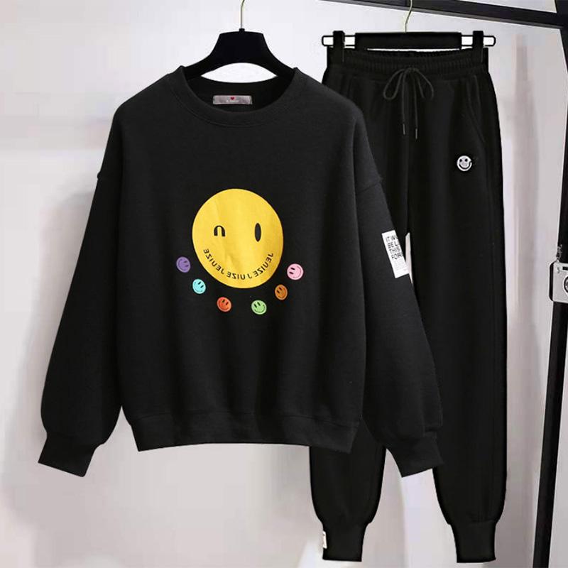 Spring and Autumn Thin Suit Female Student Sports Loose Long Sleeve Sweater Casual Sports Sweater Pants Two-piece Tide