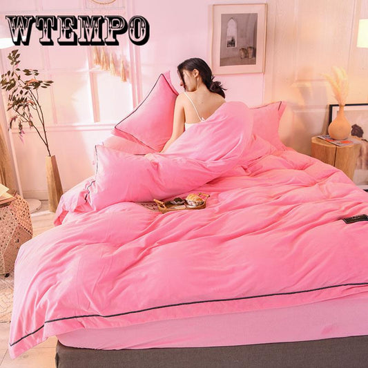 4pcs Luxury Warm Fleece Duvet Cover Bedding Set Queen King Size Bed Set Bed Sheet/Fitted Sheet Set