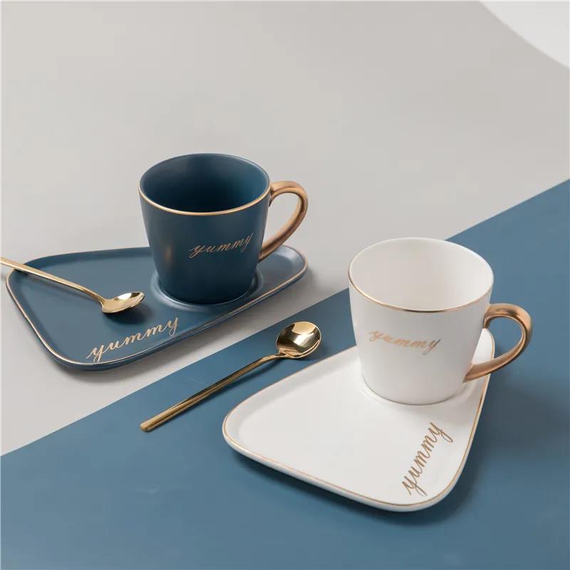 Ceramic European Coffee Cup Luxury Suit with Spoon and Dish Tazas De Café