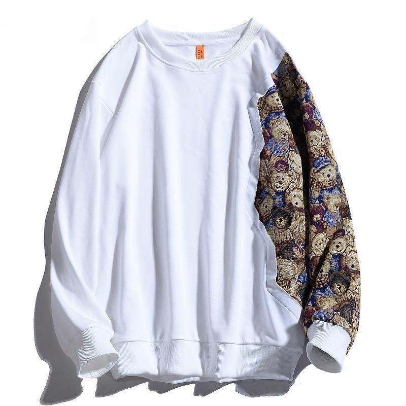 Stitching Round Neck Sweater Men and Women Loose Couple Tops Harajuku Fashion
