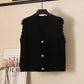 Wool Knitted Vest Women's Vest Spring and Autumn Loose Short Wave Side Single-breasted Hollow Sweater Small Cardigan