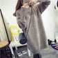 Winter Sweater Dress Women Casual Mid-length Raglan Sleeves Turtleneck Knit Pullovers Women