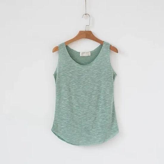 Women Summer Large Size Cotton Tank Top Sleeveless Undershirt Solid Color Round Neck Loose Singlets Vest Tops