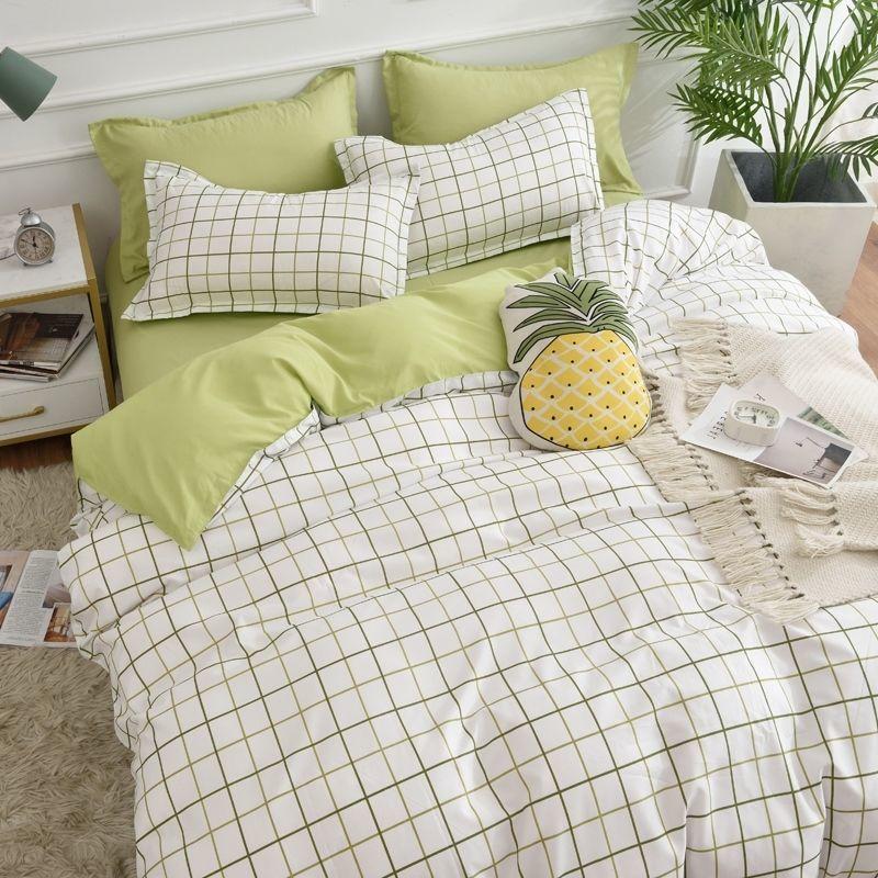 Quilt Cover Pillowcase Duvet Cover Printed Bedding Simple Style Floral Bedding Sheet Cover Double Bed Quilt Cover Luxurious and Soft Lattice Sets