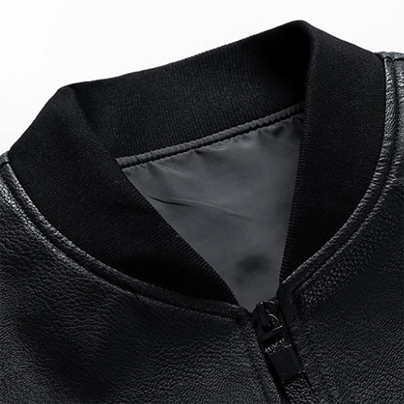 Men's Jacket Autumn Young and Middle-aged Leather Jacket Korean Version Baseball Collar PU Leather Jacket Men's