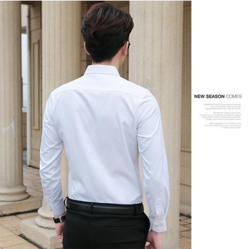 Men's White Shirt Long-sleeved Spring and Autumn Bottoming Shirt Korean Version of The Slim-fit Business Formal Suit with Work Shirt