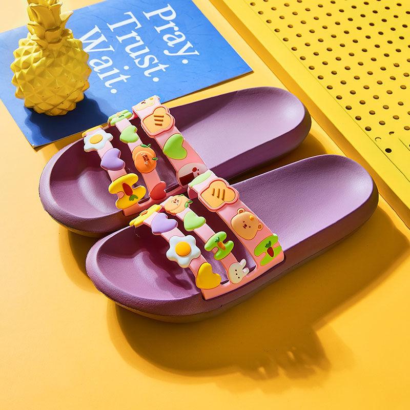 Slippers Women Summer Outdoor Wear Cartoon Fashion Versatile Household Non-slip Deodorant Soft Bottom Couple Sandals and Slippers