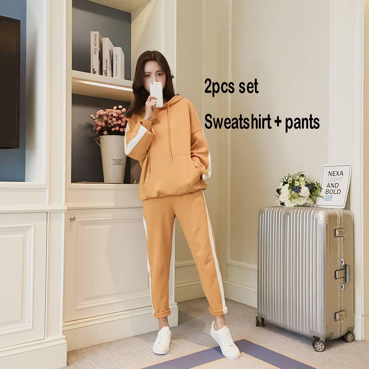 Set Large Size Spring And Autumn Women's 2pcs Set Wild Long-Sleeved Casual Sweatshirt