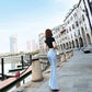 Peach Buttocks Flared Jeans Women's Spring and Autumn High-waisted Elastic Hips Tight-fitting Slim Denim Pants Micro-flared Denim Trousers