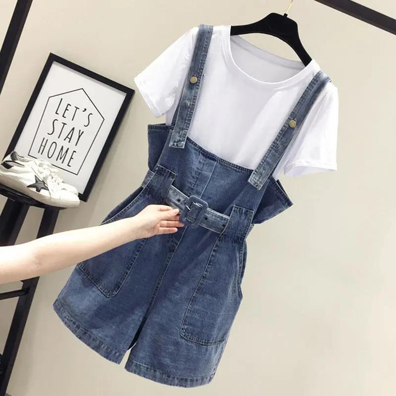 Small Fresh and Age-reducing Denim Overalls Spring and Summer Small One-piece Suspenders Short Jeans Women