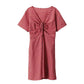 Plaid Dress Women's Cotton linen Summer Short Sleeve V-Neck Knee-length Dress Daily Wear Office Party