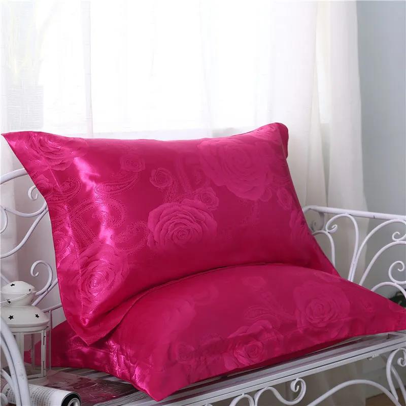 Summer Double Ice Silk Pillowcase Satin Jacquard Ice-cool Skin-friendly Pair of Pillowcases