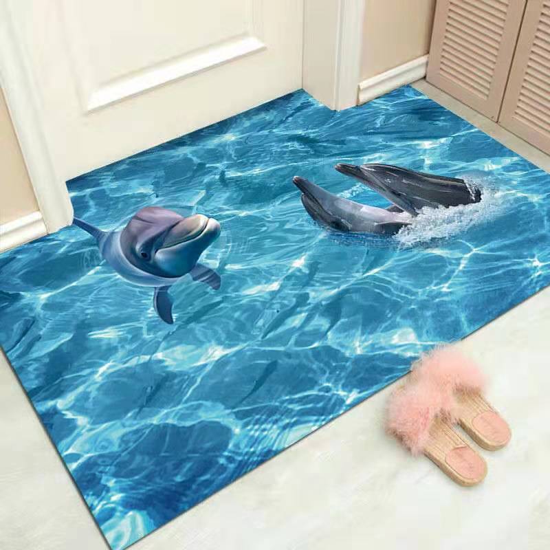 3D Door-to-door Floor Mat Door Mat Home Bedroom Living Room Bathroom Non-slip Absorbent Machine Washable Carpet