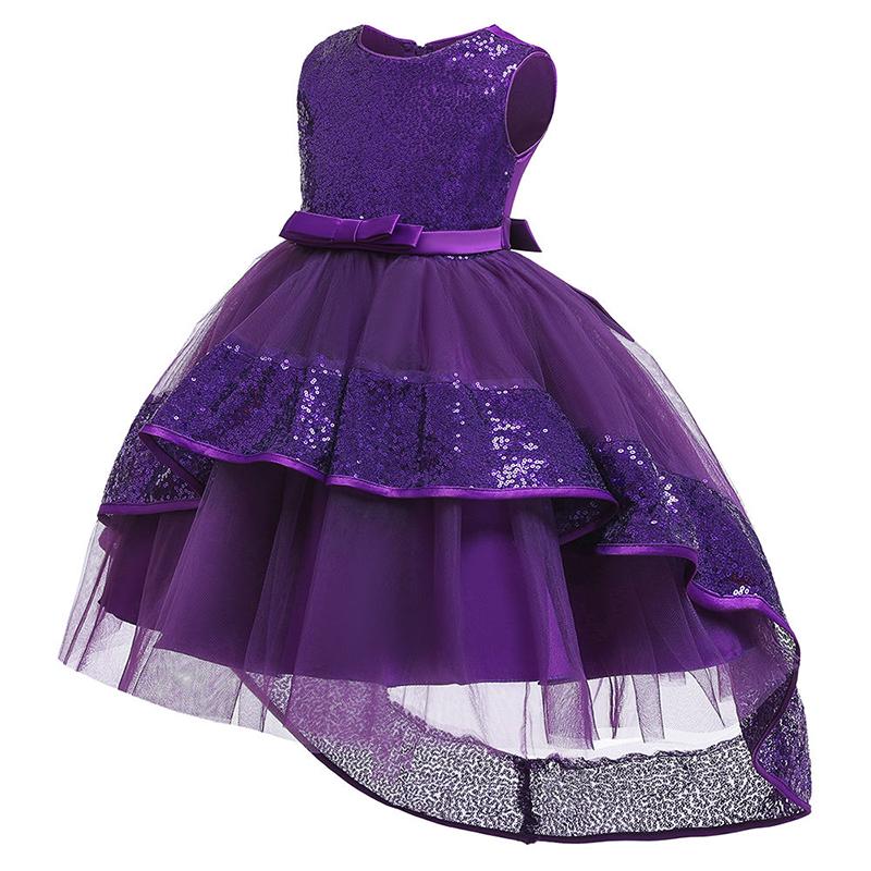SHINA Girls Fashion Princess Dress Children Splicing of Sequins Sleeveless Wedding Events Clothing