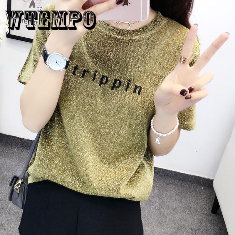 Letter Print Tee Shirt Summer Women Short Sleeve T Shirt Plus Size Women Casual Tops Female T-shirts
