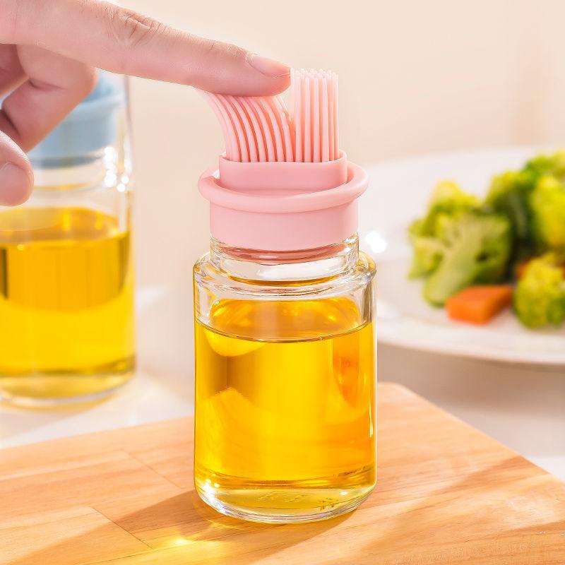 Barbecue Brush Oil Brush Kitchen Pancake Household Baking Silicone Oil Brush with Bottle High Temperature Silicone Brush Small Oil Bottle