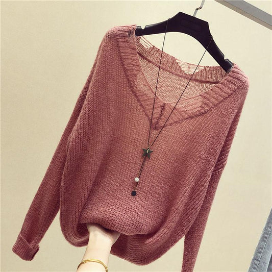 Tops Fashion Spring and Autumn Women's Long Sleeve Comfortable Loose Sweater Openwork Sweater