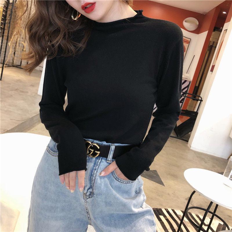 Semi-high collar bottoming shirt loose slim pullover sweater