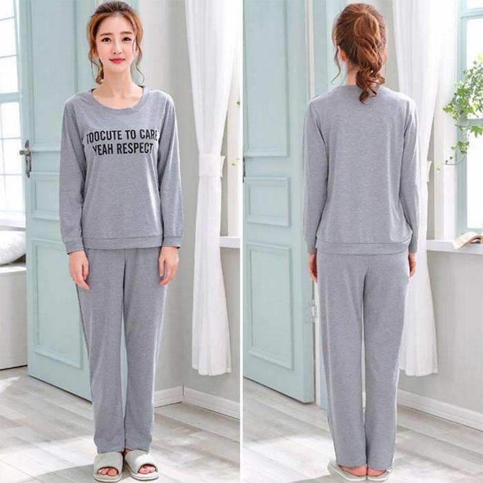 Spring and Autumn Long Sleeve Women's Pajamas Winter Korean Ladies Long Sleeve Homewear Loose Student Summer Thin Set