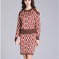 Women's Sweater Skirt Set Vintage Printed Off-shoulder Knitted Sweater Top and Bodycon Knitted Skirt Two-piece Set Female Outfits