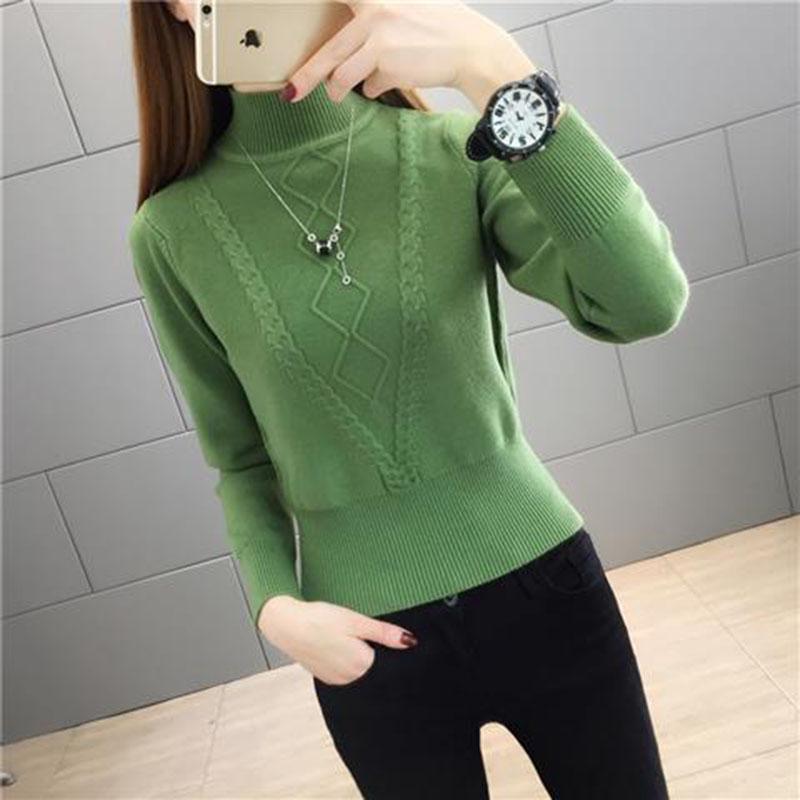 Winter Casual Women Solid Color Turtleneck Knitted Sweater warm Soft  Long Sleeves Pullovers jumper