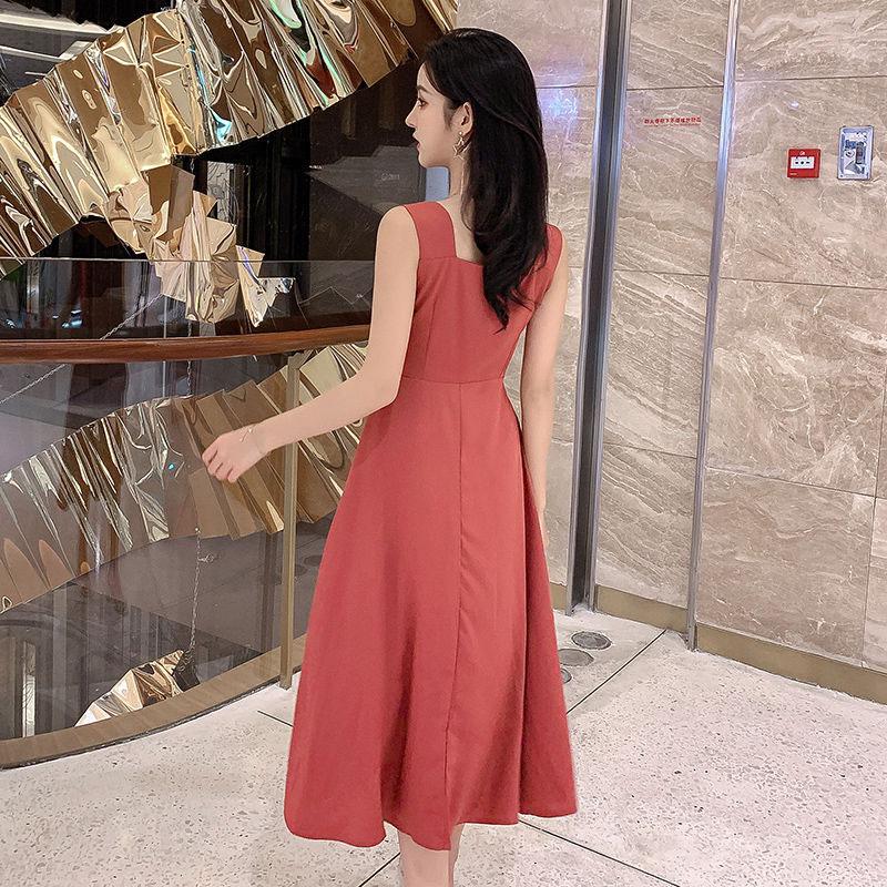 Fruit Green Dress Waist and Thin Fashionable and Versatile Retro Sling Multi-color Optional