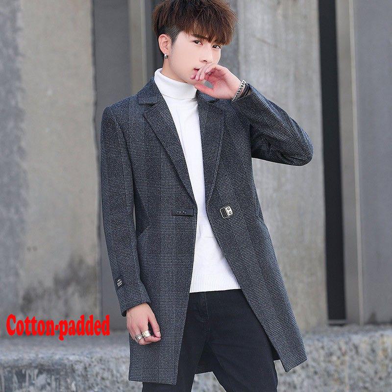 Men's Woolen Coat Long Windbreaker Man Jacket Overcoat for Male Casual Outwear Men Winter Clothing