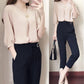 Work Suit V-neck Sleeve Shirt Temperament Suit Nine-point Pants Ladies Suit Casual Shirt Suit Pants Elegant and Temperament Work Suit
