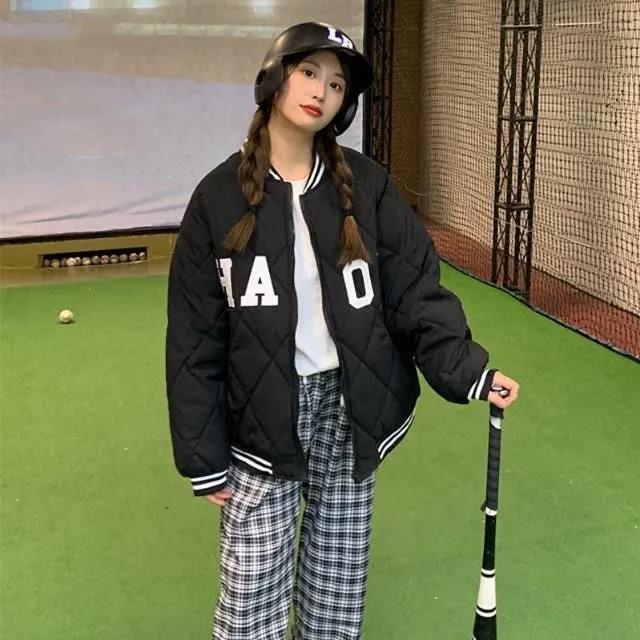 Baseball Uniform Cotton Jacket Women's Large Size Loose Korean Student Small Trend Cotton Jacket Women