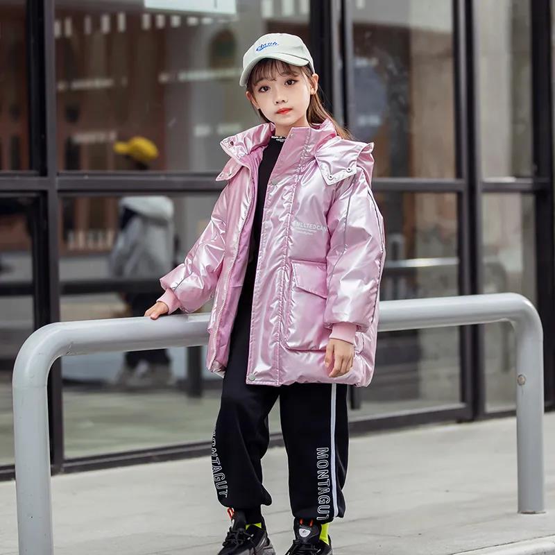 Girls Down Jacket White Duck Down Mid-length Warm and Windproof Winter Clothes Thick Hooded Disposable Jacket
