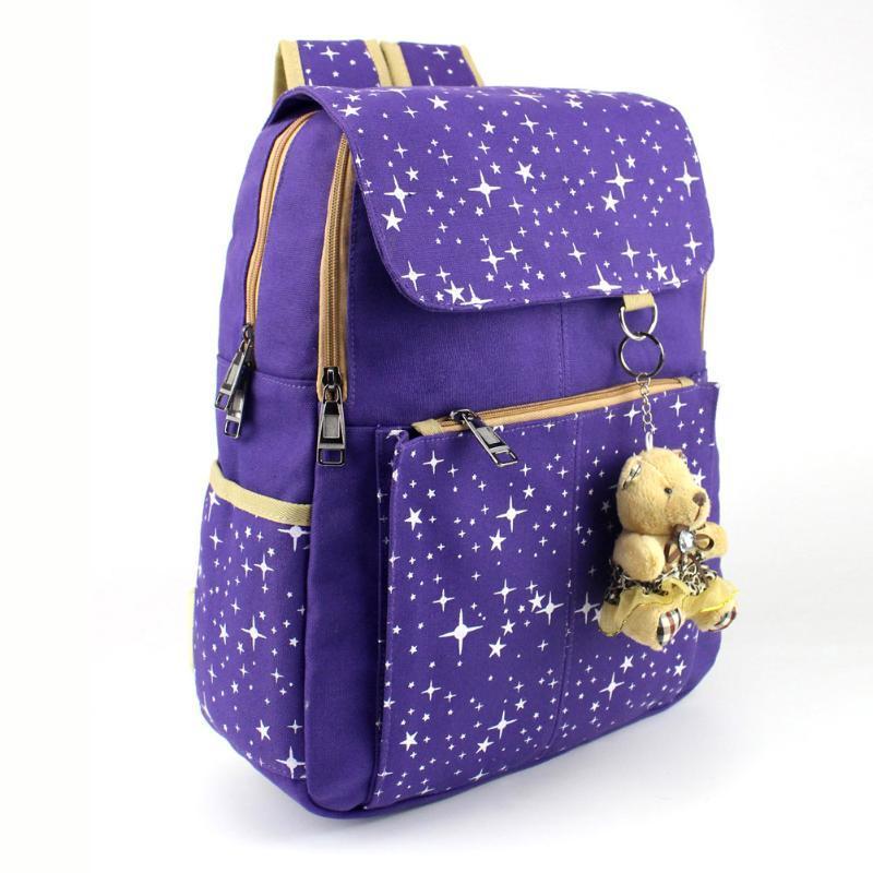 Canvas Shoulder School Bag Backpack Travel Satchel Rucksack Handbag
