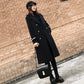 Black Women's Mid-length Woolen Coat Looks Thin In Autumn and Winter Straight Over The Knee Thick Coat