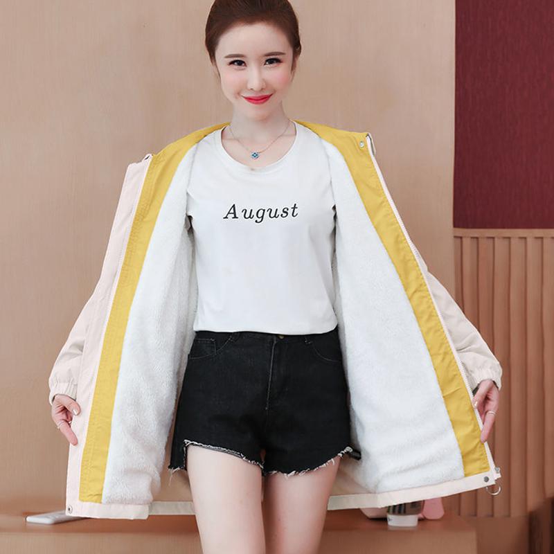 Parker Overcome Plus Velvet Thick Warm Jacket Women's Drawstring Waist Slim Slimming Mid-length Hooded Windbreaker