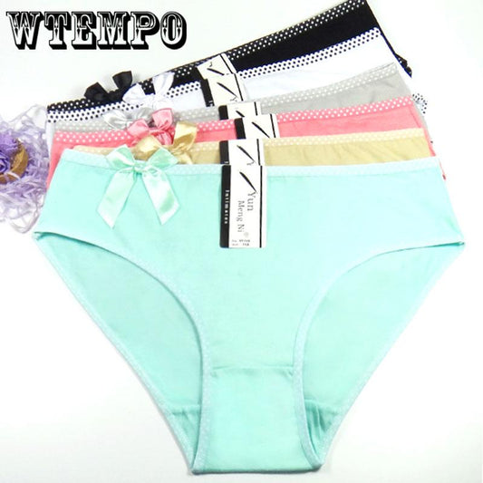 WTEMPO 6 Pcs/Lot Sexy pure cotton woman Striped Underwear Plus Size Seamless Panties woman Intimates
