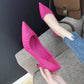 High Heels Women European Stiletto Mid-heel Pointed Toe Fashion High Heels Working Leather Shoes Women