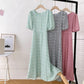Summer O-Neck Short-sleeved Love Slimming Dress Lace-up Fairy Waist Beach Small Fresh Mid-length Dress Female