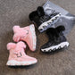 Winter Children's Snow Boots Flat Bottomed Plush Warm Children's Cotton Shoes Wool Mouth Boots Snow Boots