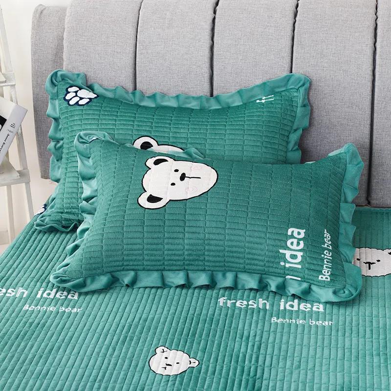 Crystal Suede Pillowcase Thickened Quilted Single and Double Pillowcases A Pair of Bedroom Bedding 48*74cm