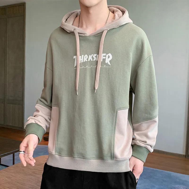 Hooded Sweater Men's Loose Versatile Spring and Autumn Pullover Printed Sports Top Casual Outer Shirt