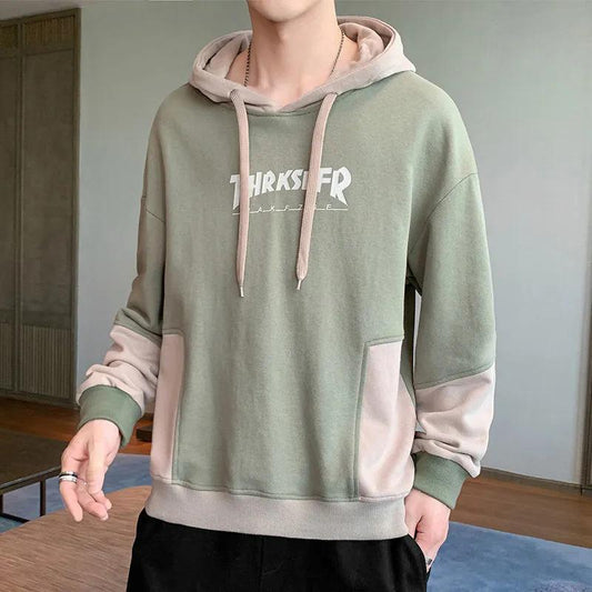 Hooded Sweater Men's Loose Versatile Spring and Autumn Pullover Printed Sports Top Casual Outer Shirt
