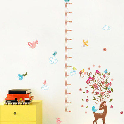 [sticker ]Cartoon Deer Height Wall Stickers For Kids Rooms Baby Room Nursery Bedroom Home Decor Art