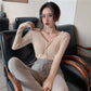 V-neck Solid Color Button Long-sleeved Knitted Bottoming Shirt Tops Women Spring and Autumn New Slim All-match Cardigan Casual Jacket