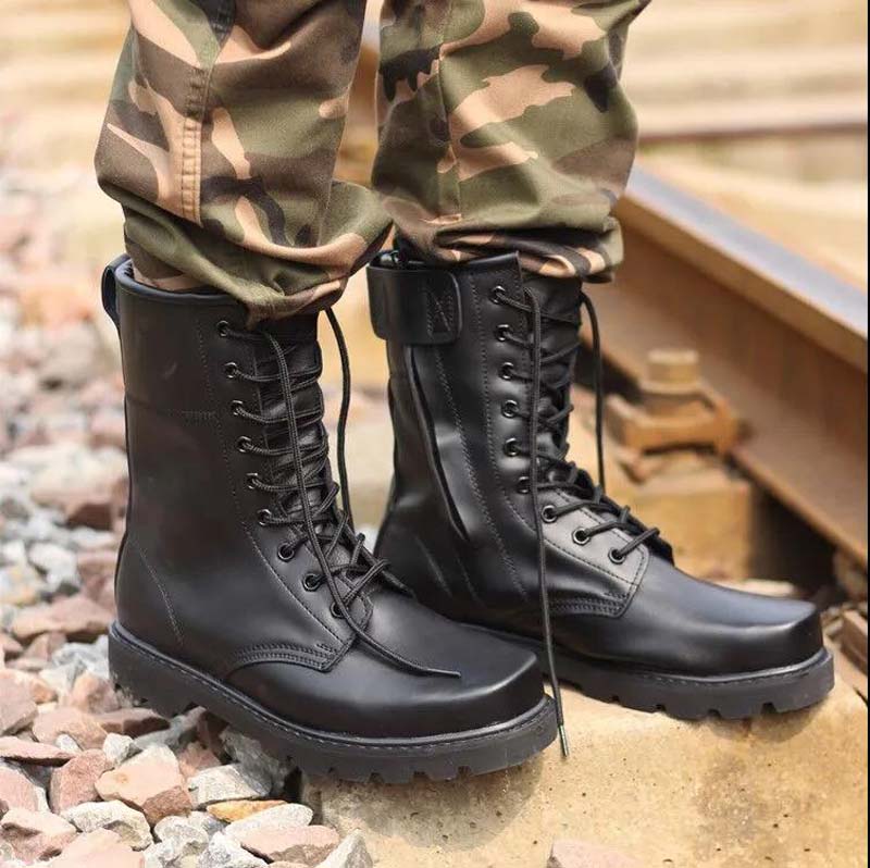 Outdoor Men's Leather Boots Worker Boots Steel Plate Mountaineering Boots Breathable Wool Boots