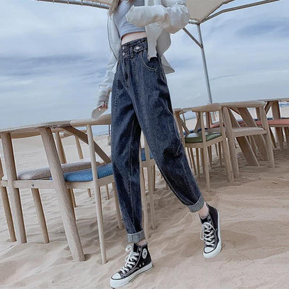 Design Harlan Jeans Female Loose Model High Waist Radish Pants Old Trousers