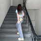 Retro Chic Straight Loose Jeans Women's High Waist Thin Wild Plug-in Wide Legs
