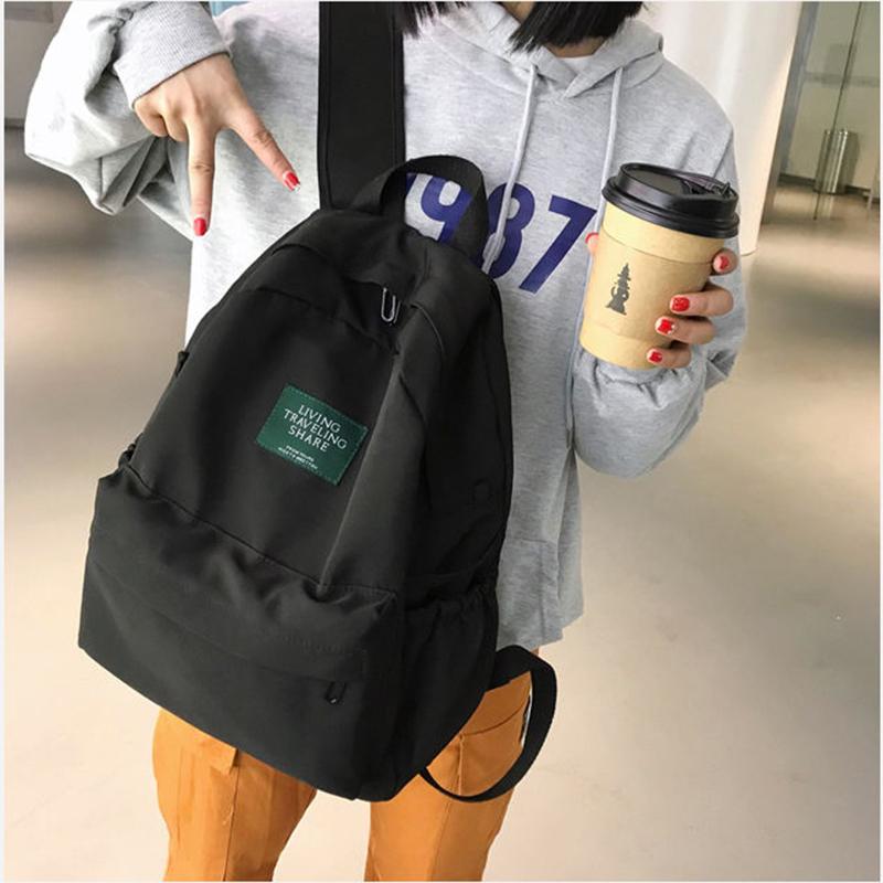 Unisex Solid Color Simple Casual Multi-layer Canvas Backpack Travel Shopping Student Schoolbag High-capacity