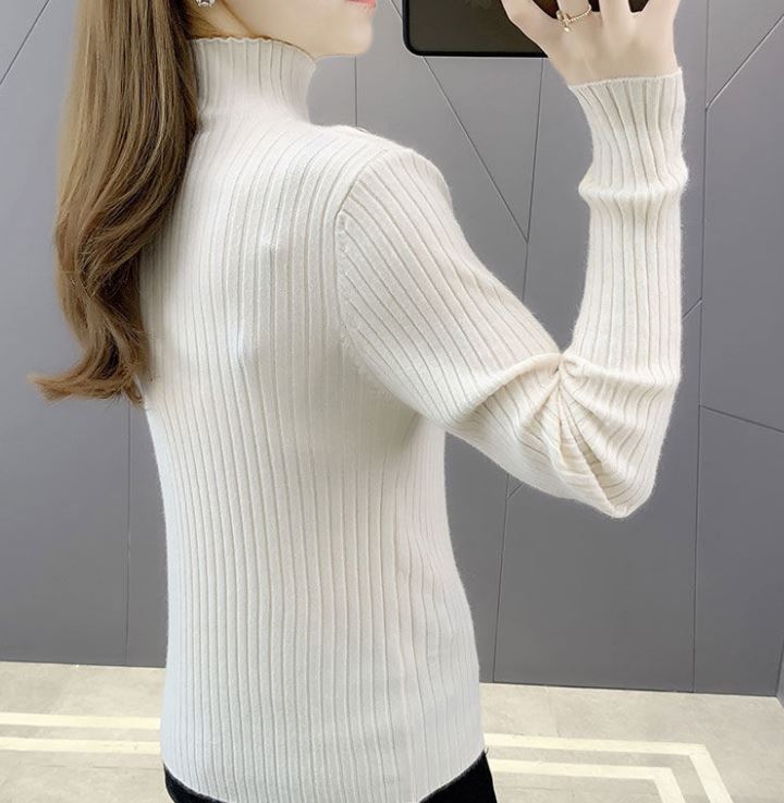 Half Turtleneck Button Sweater Women's Large Size Loose Pullover Bottoming Shirt Thickened Warm Knit Sweater